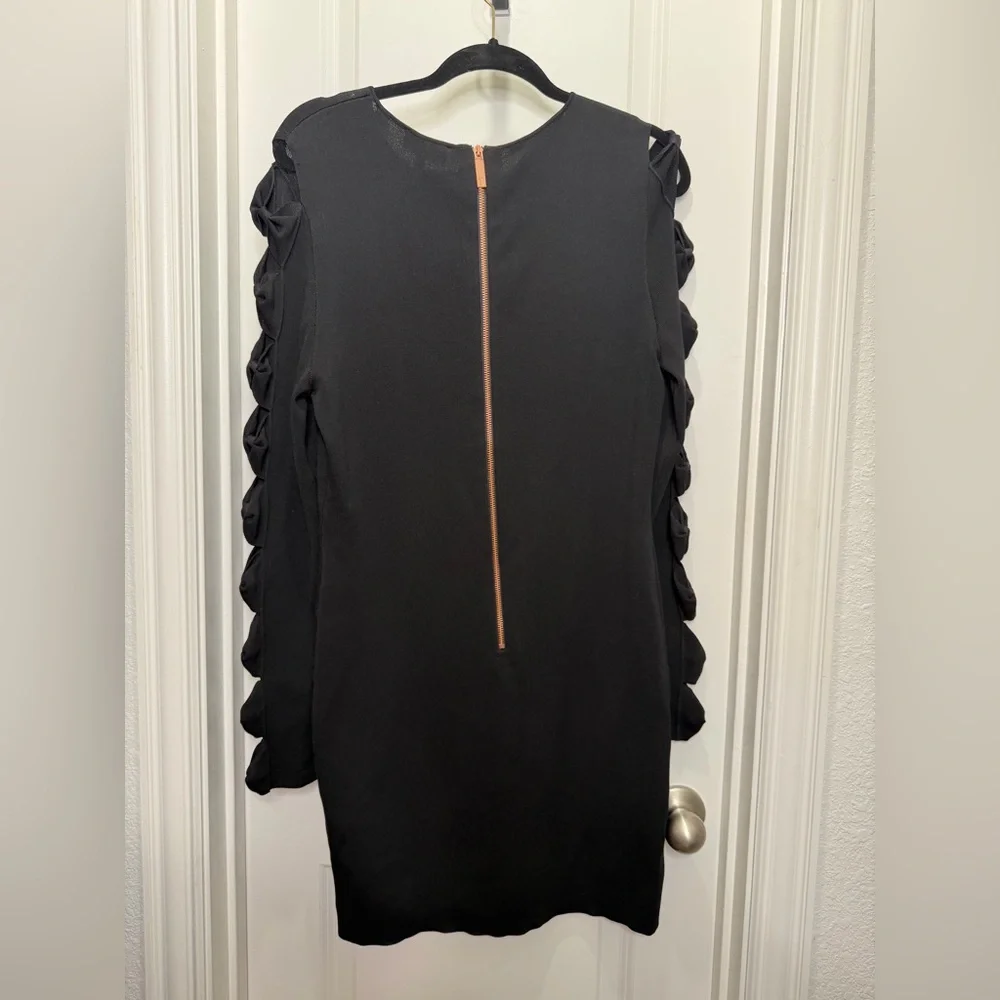 Ted Baker Black Jayney Dress with Gold‎ Zipper Size 12